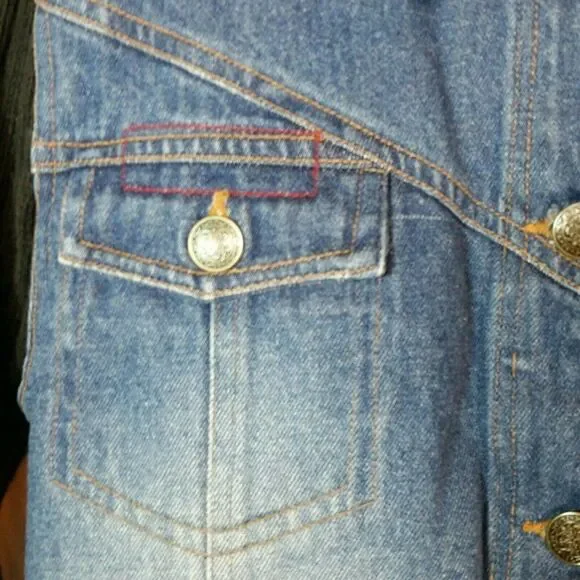 KIKIT Maurice Sasson Denim Shacket Jacket Size Small Ribbed Sleeve - Picture 6 of 10